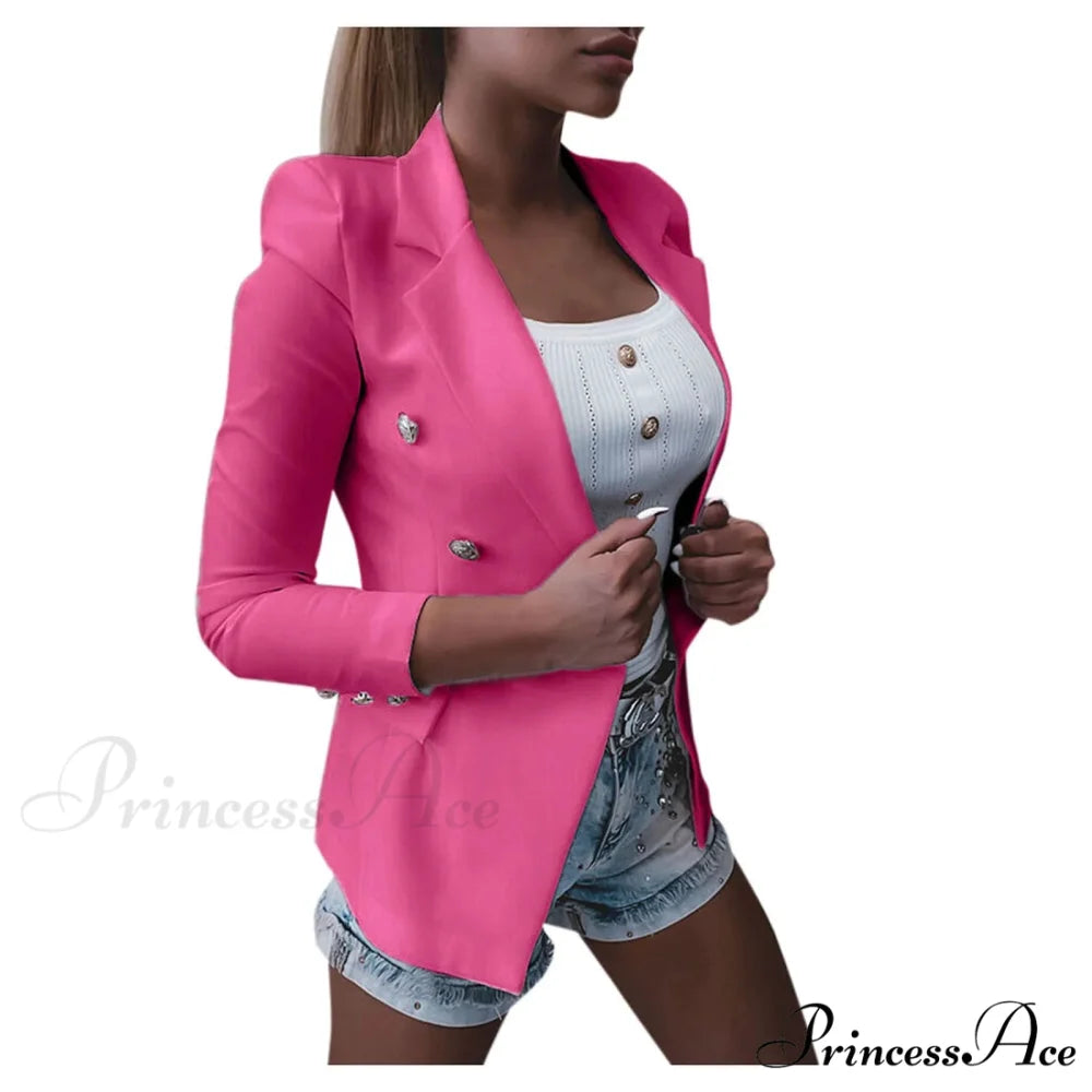 Casual Short Solid Button Plus Size Female Office Slim Blazer Autumn Winter Warm Chic Stylish Elegant Fashionable