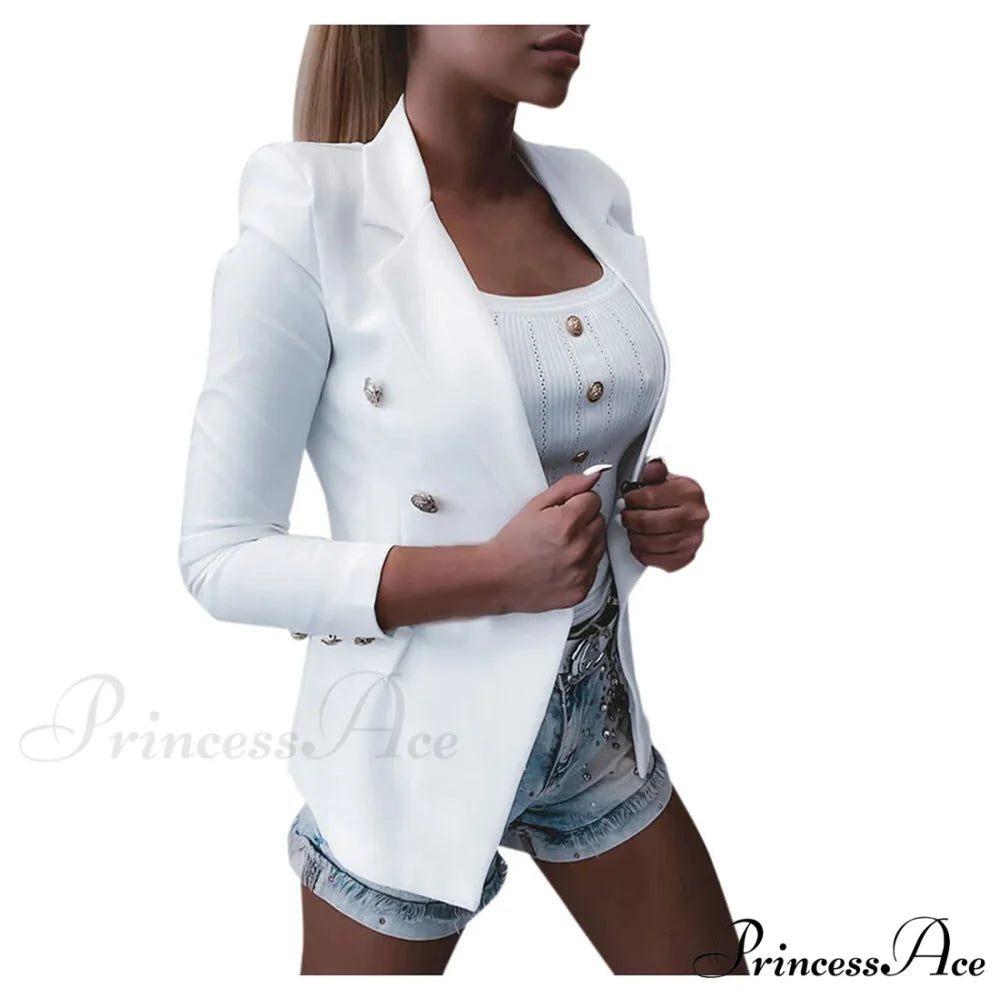 Casual Short Solid Button Plus Size Female Office Slim Blazer Autumn Winter Warm Chic Stylish Elegant Fashionable