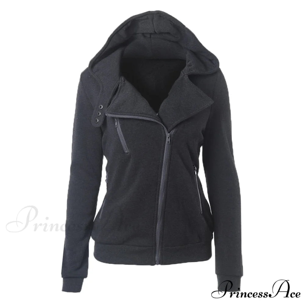 Casual Simple Zipper Basic Jackets Dark Gray / XS