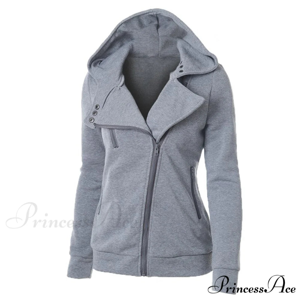 Casual Simple Zipper Basic Jackets Gray / XS