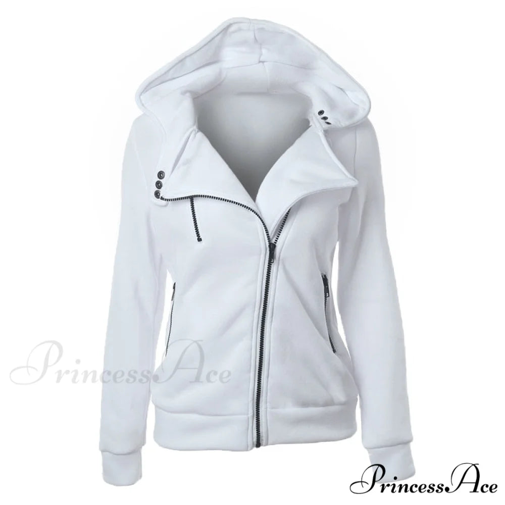 Casual Simple Zipper Basic Jackets White / XS