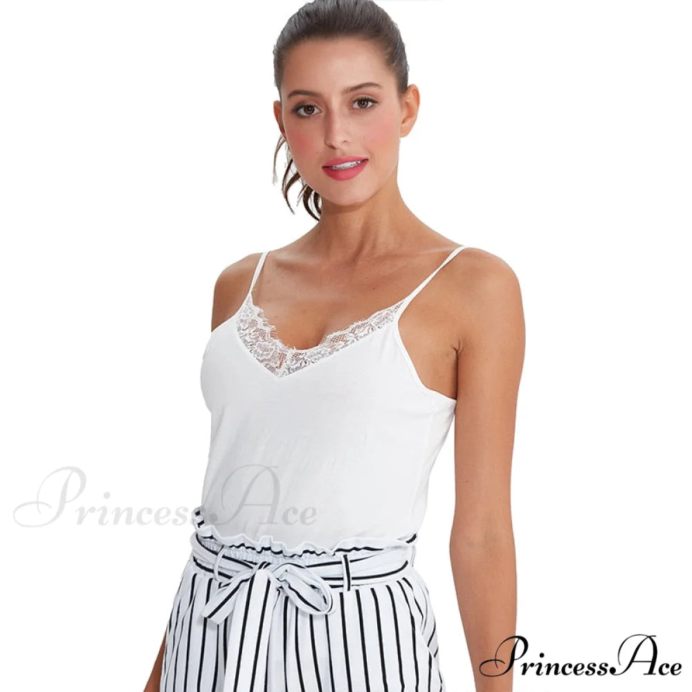 Casual Soft Elastic Cotton Lace Tank Tops