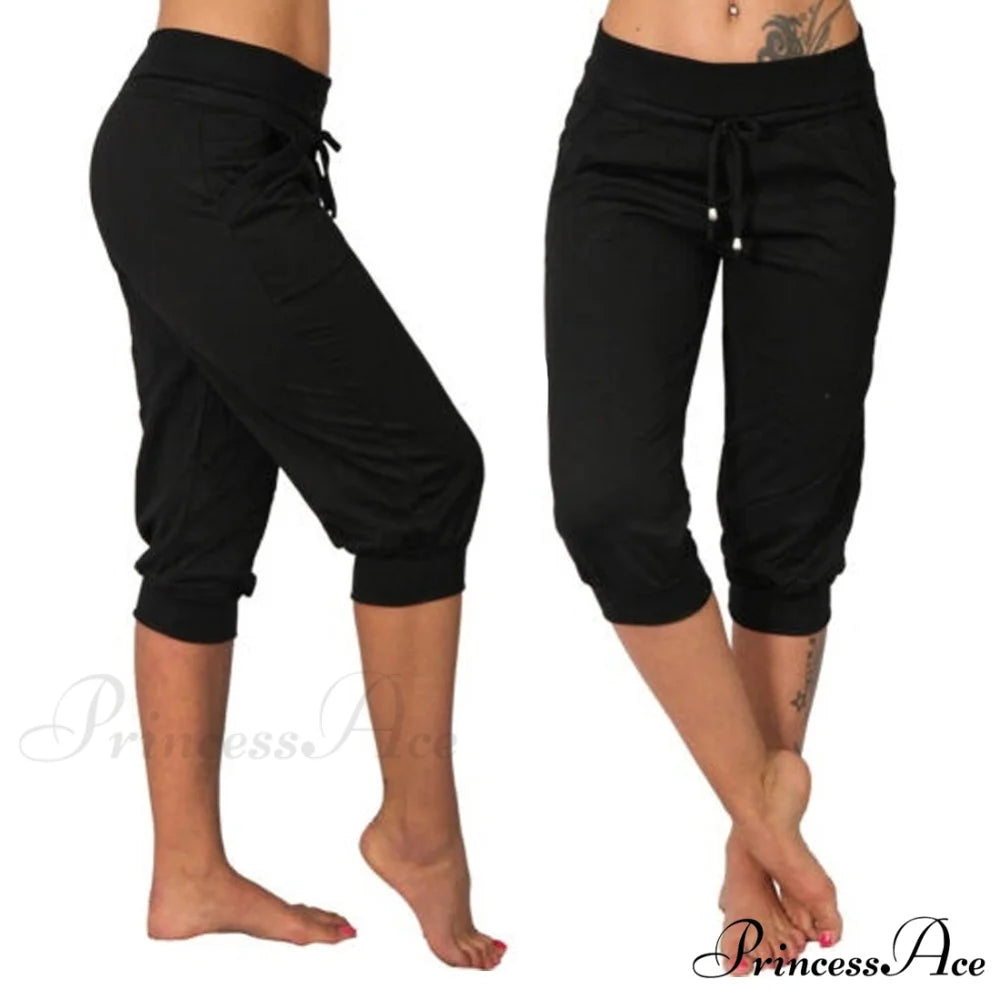Casual Solid Color Low Rise Capri Pants