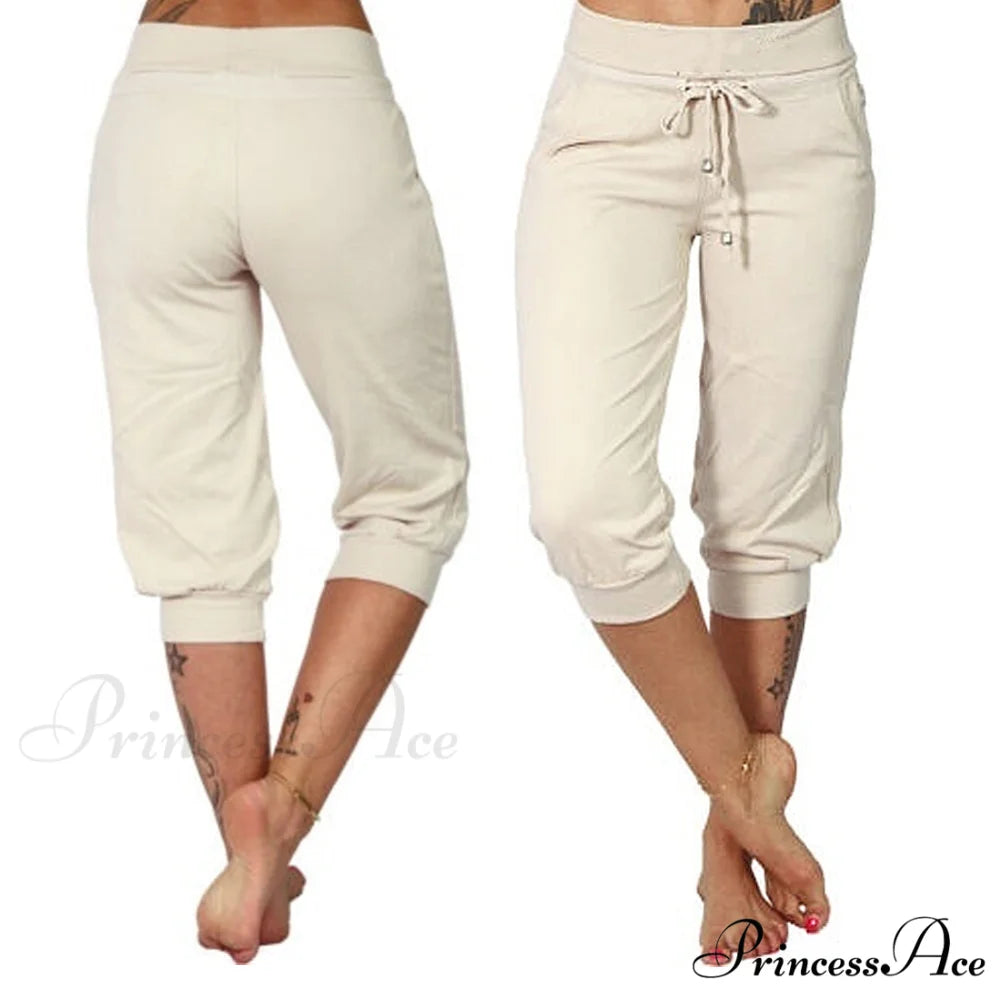 Casual Solid Color Low Rise Capri Pants