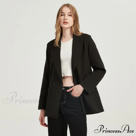 Casual Solid Color Pocket Decorative Blazer black / S