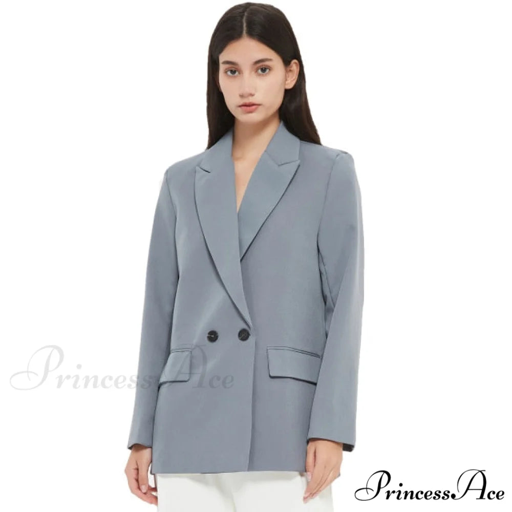 Casual Solid Color Pocket Decorative Blazer gray / S