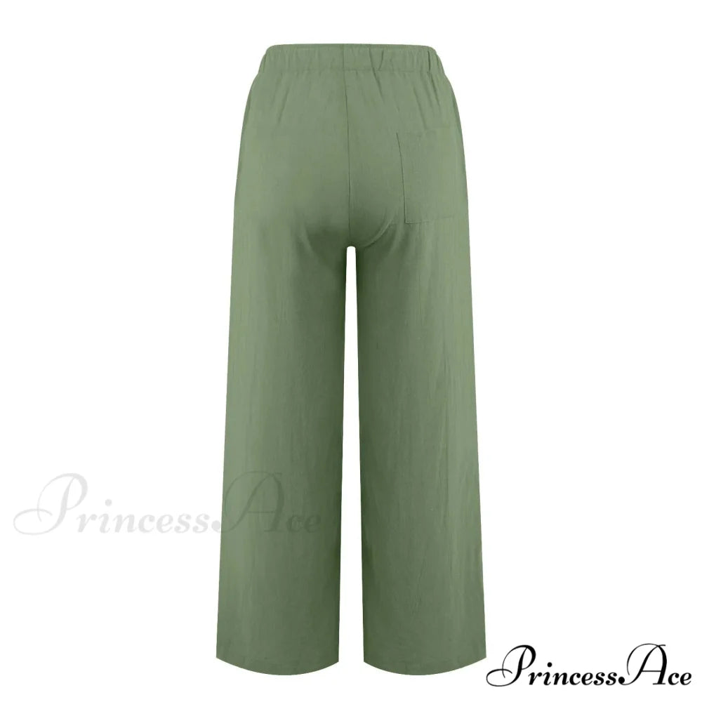 Casual Solid Drawstring Patchwork Low-Waisted Flare Spring Summer Pants
