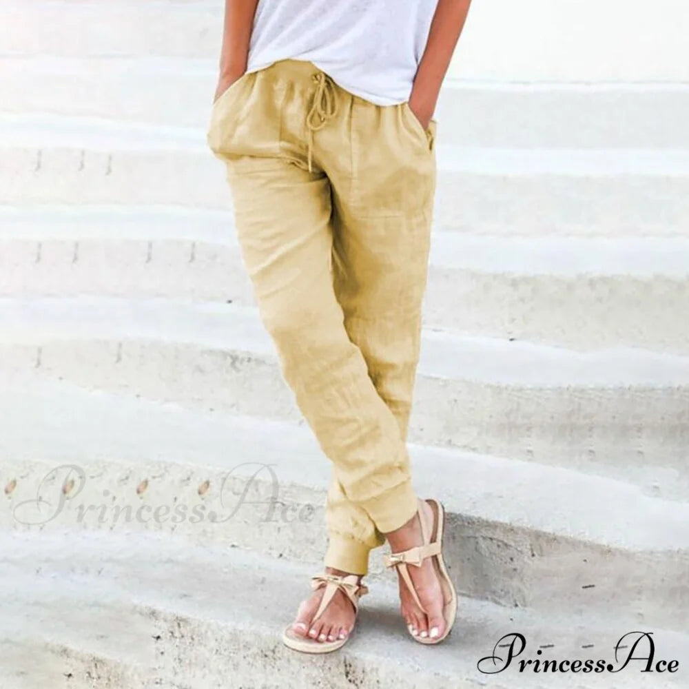 Casual Solid Elastic Waist Loose Pants