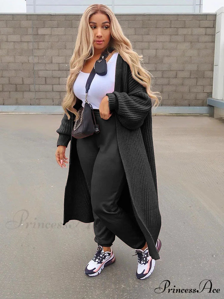 Casual Solid Graceful color Cardigan Black / M