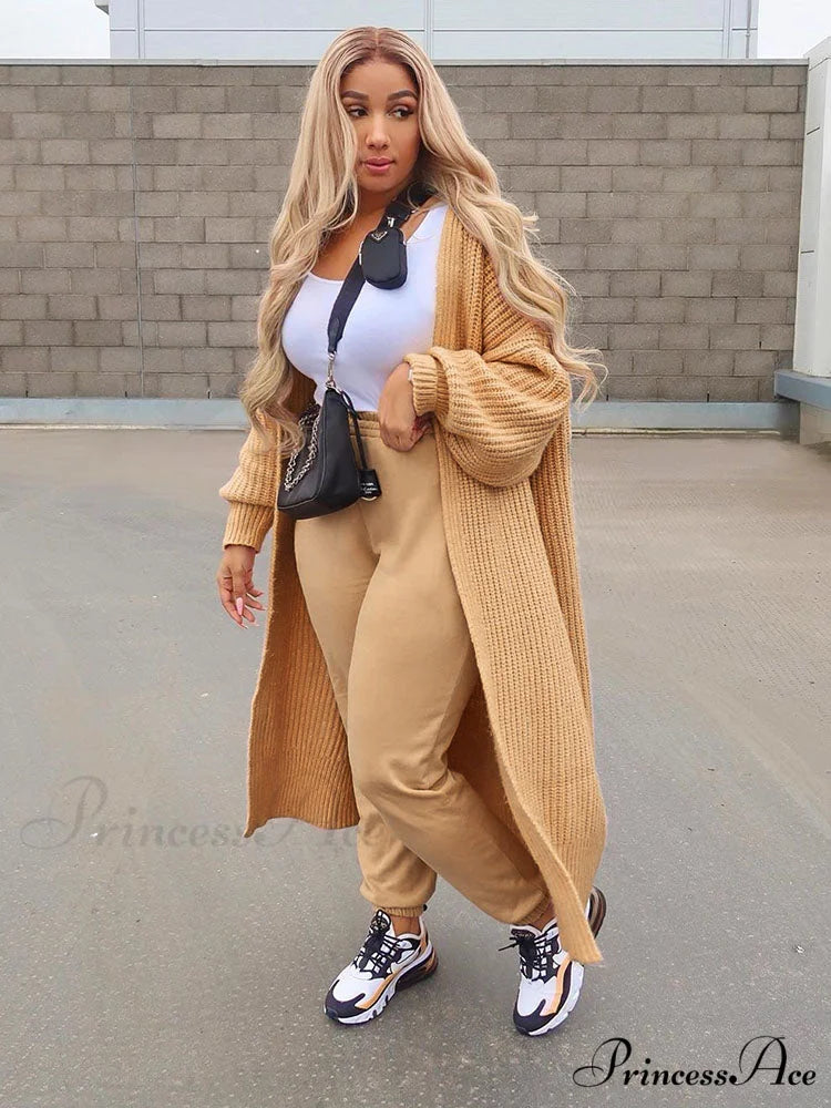 Casual Solid Graceful color Cardigan Camel / M