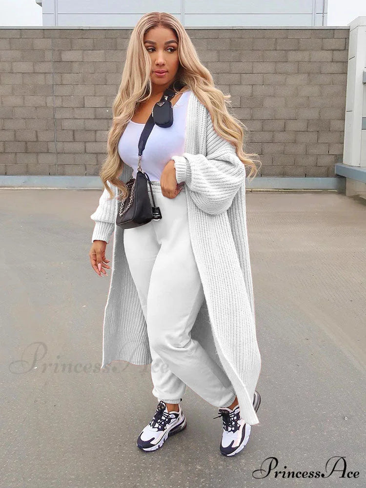 Casual Solid Graceful color Cardigan White / M