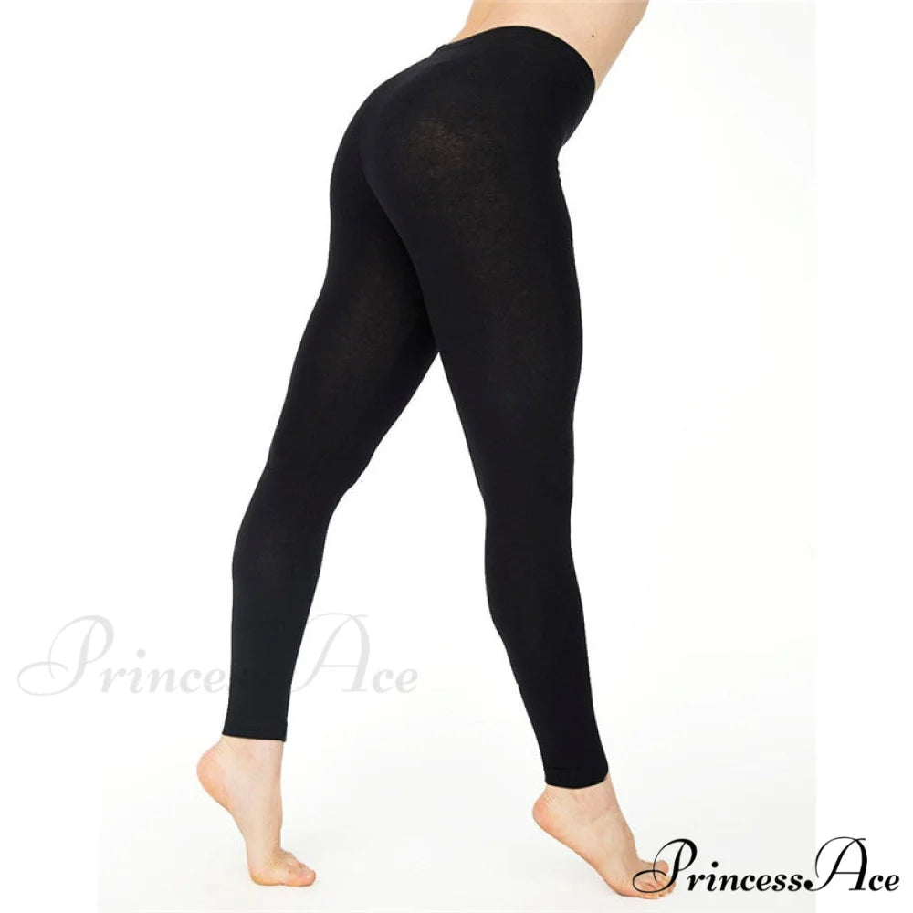Casual Sport Fitness Cotton Leggings Black / S