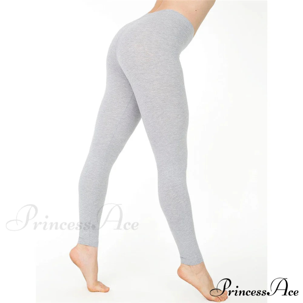 Casual Sport Fitness Cotton Leggings Gray / S