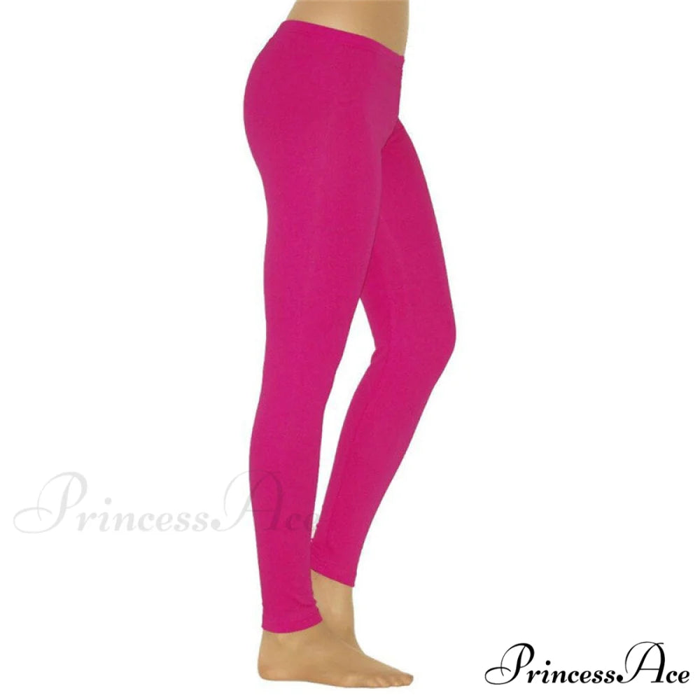Casual Sport Fitness Cotton Leggings Rose Red / S