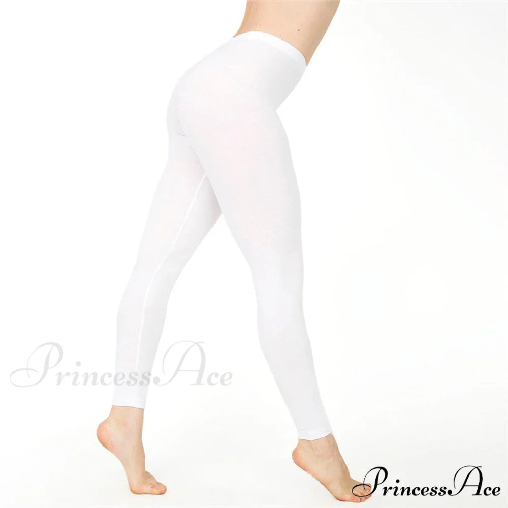 Casual Sport Fitness Cotton Leggings White / S