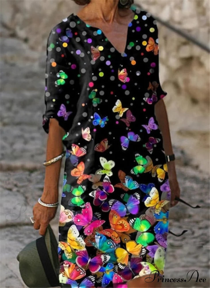 Casual Vintage All-match Plus Size Beach Dresses Black / 4XL