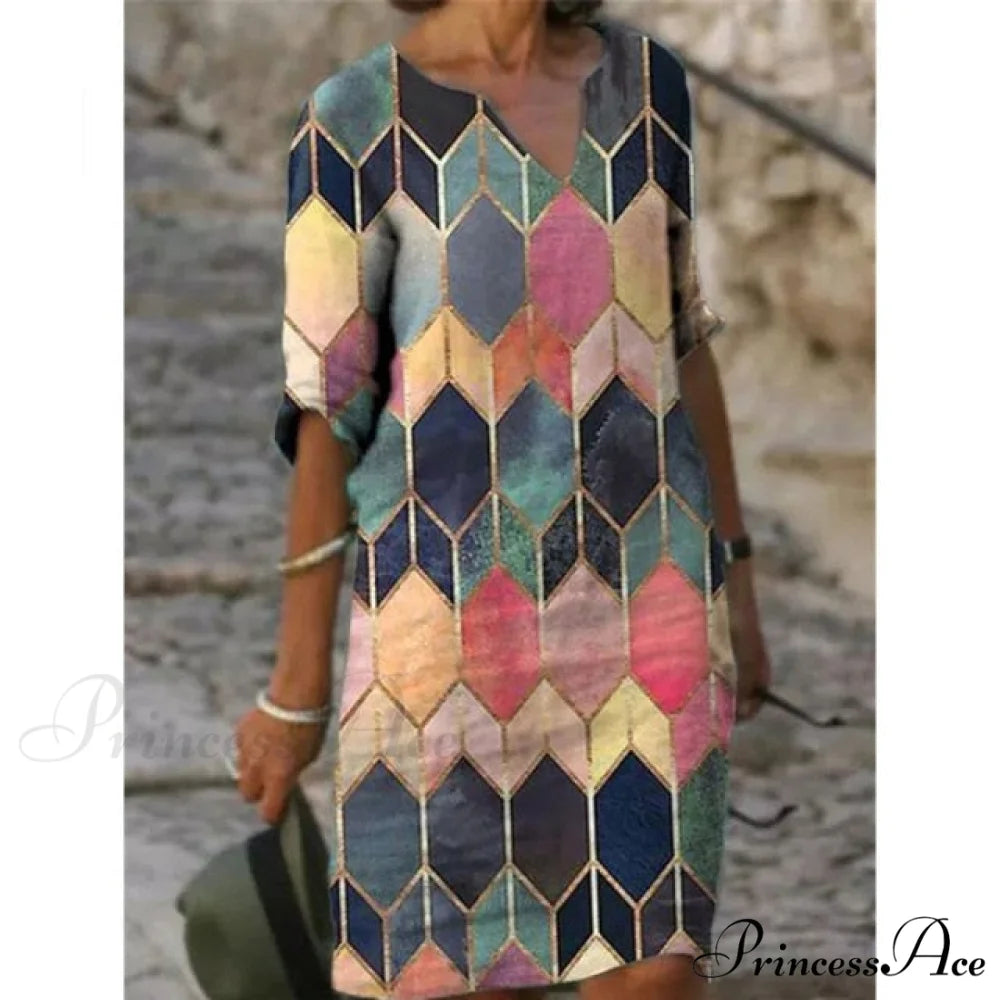 Casual Vintage All-match Plus Size Beach Dresses Gray / 4XL