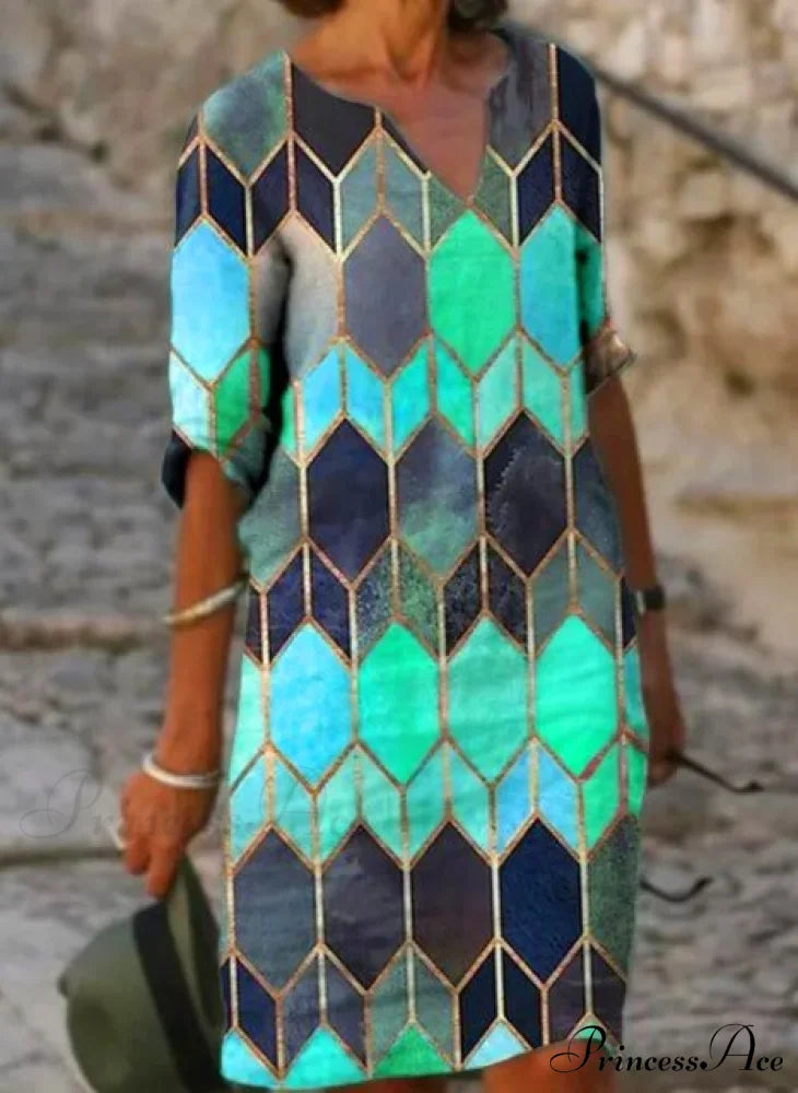 Casual Vintage All-match Plus Size Beach Dresses Green / 4XL