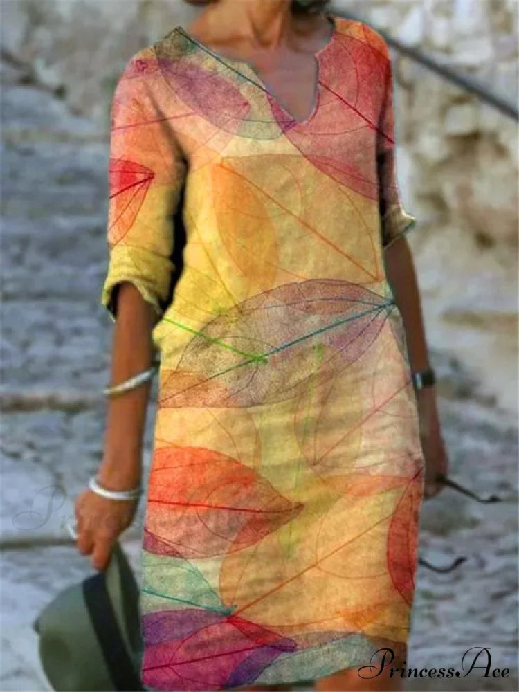 Casual Vintage All-match Plus Size Beach Dresses Yellow / 4XL