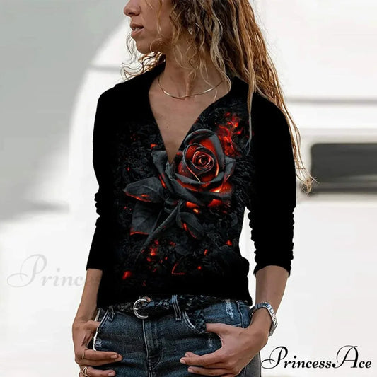 Casual Vintage Harajuku Floral Print Graphic Tee