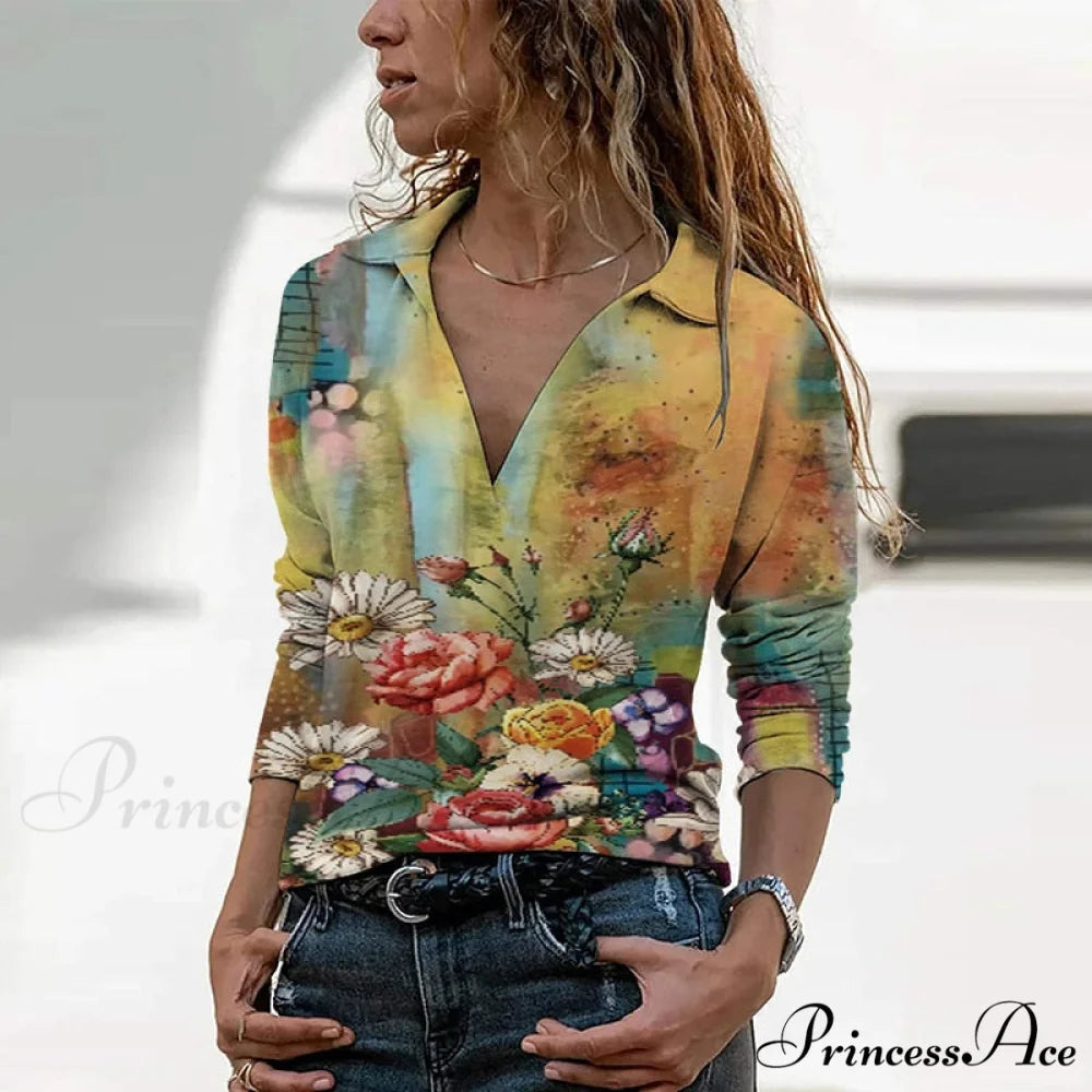 Casual Vintage Harajuku Floral Print Graphic Tee 55 / XS