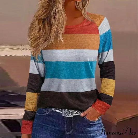 Casual with T-Shirt Colorful Striped Design Multicolor / S