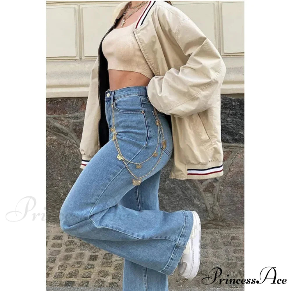 Casual Women’s Flare High Waisted for Woman Streetwear Flared Denim 2024 Spring Summer Jean