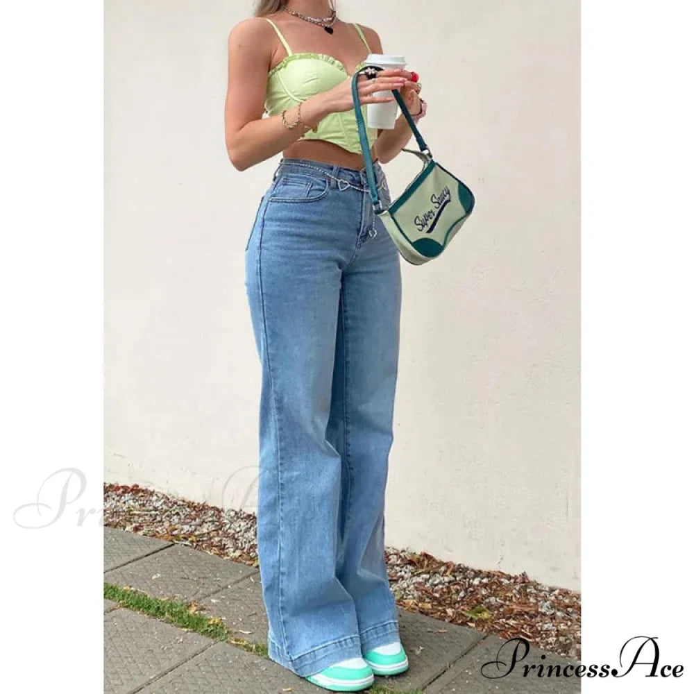 Casual Women’s Flare High Waisted for Woman Streetwear Flared Denim 2024 Spring Summer Jean