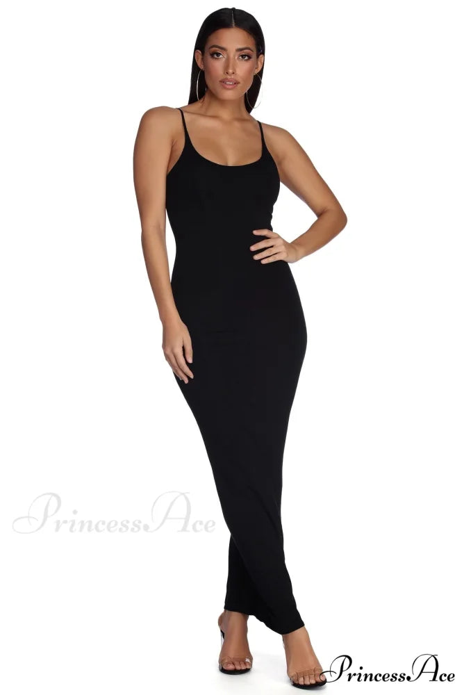 Casually Chic Stylish Maxi Dress BLACK / S