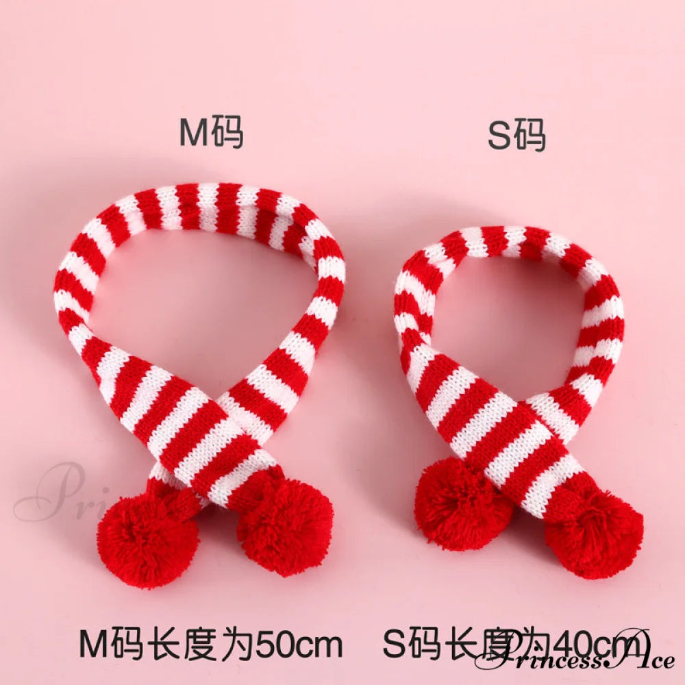 Cat Dog Knitted Wool Striped Christmas Scarf