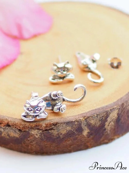 Cat Embroidery Graceful Flannel Two-Piece Outfit Silver / ONE SIZE