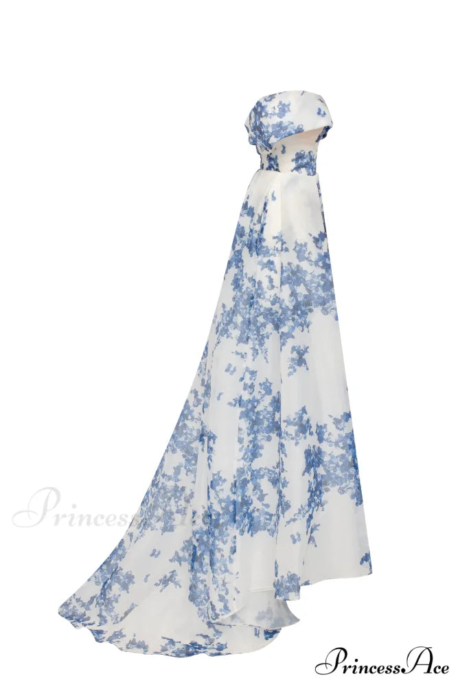 Catchy Off-The-Shoulder Blue Hydrangea Graceful Maxi Dress Garden Of Eden
