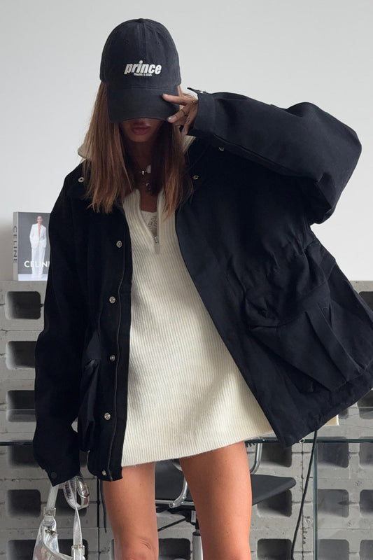 Drawstring Waist Utility Pocket Jacket