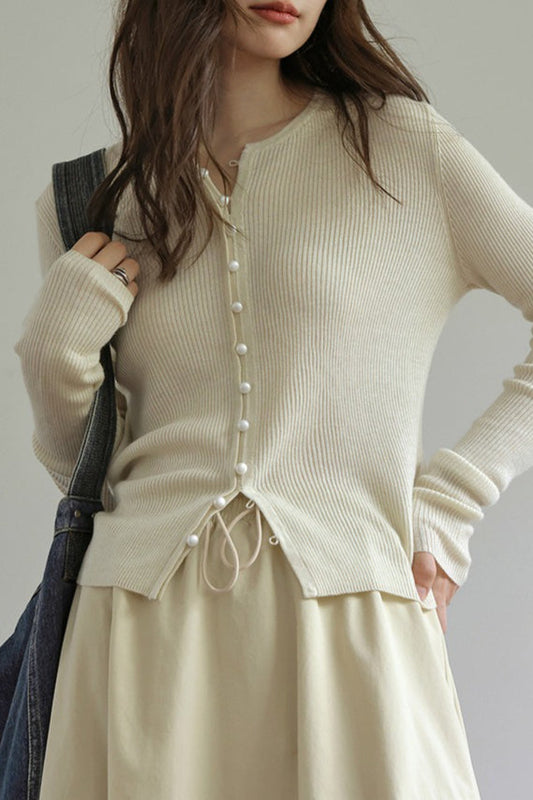 Sleek Wool Knit Cardigan