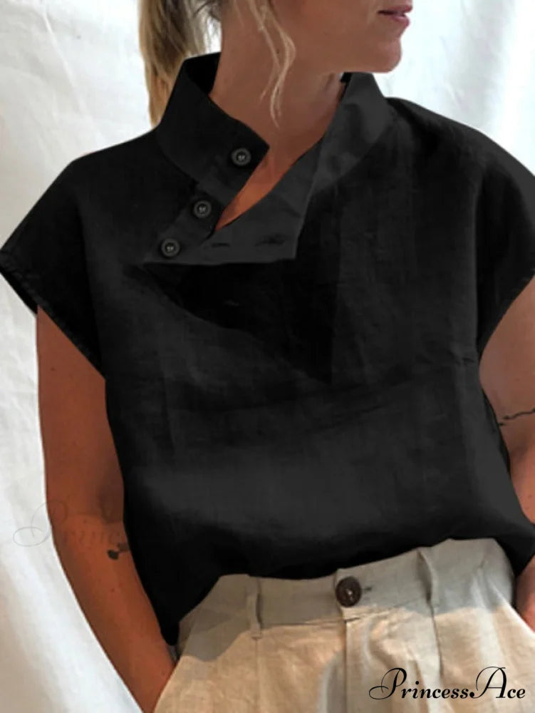 CEMILA Linen Top black / S