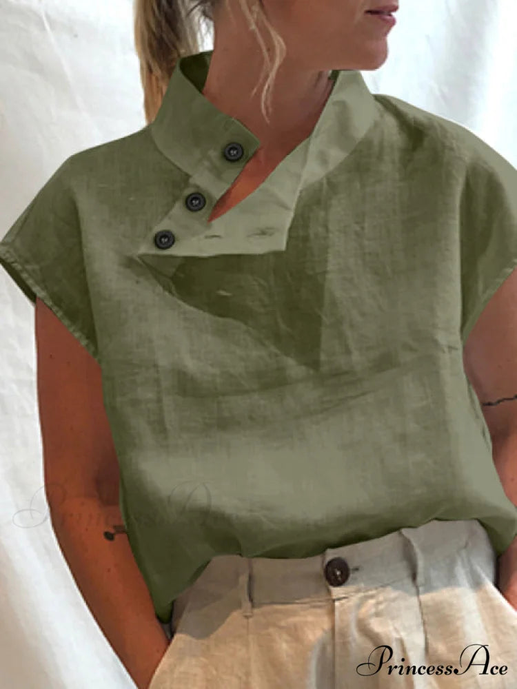 CEMILA Linen Top green / S