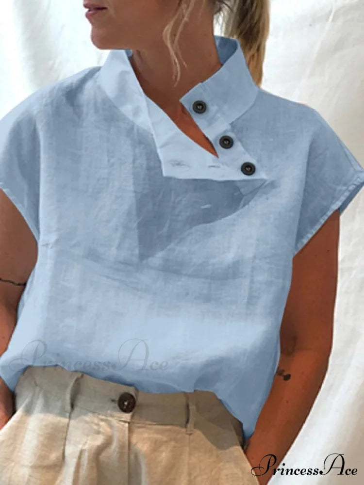 CEMILA Linen Top Light Blue / S