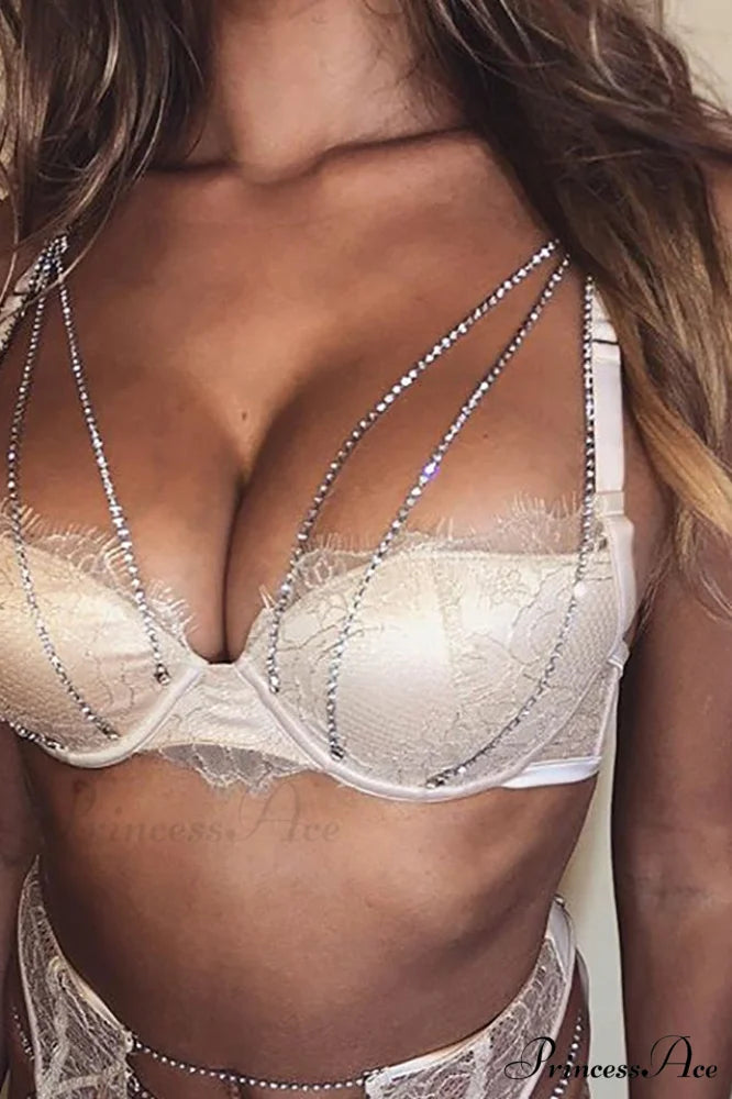 Chain Bra & Charming Underwear Garter Belt Set