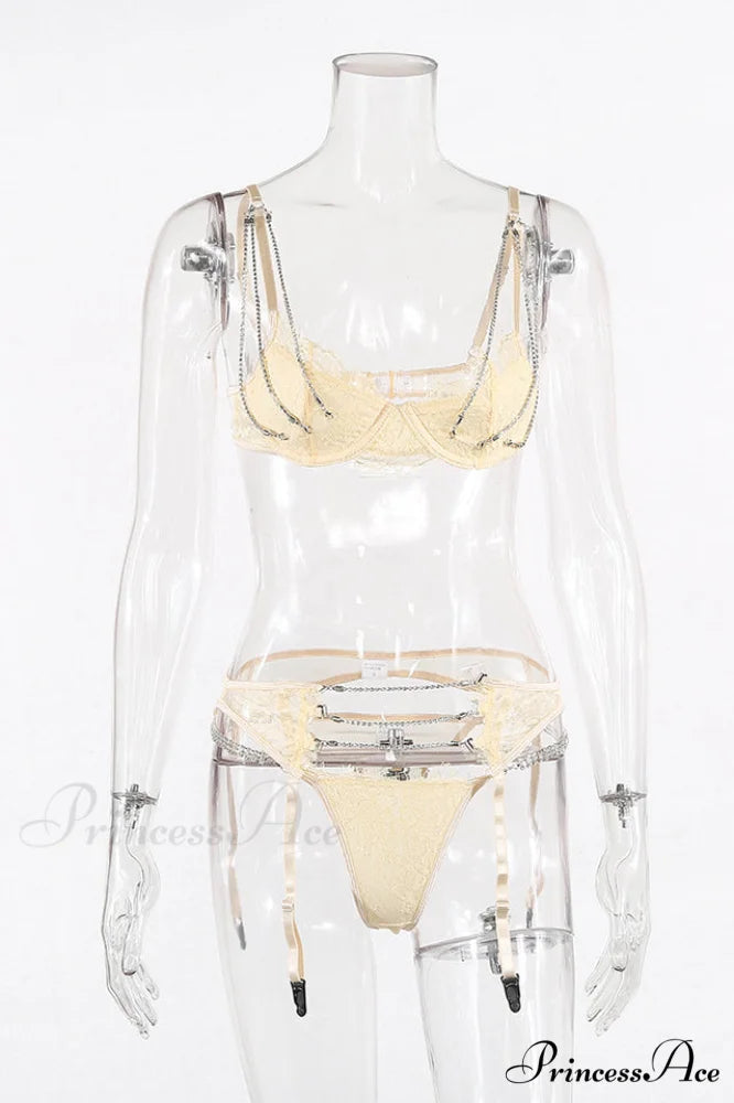 Chain Bra & Charming Underwear Garter Belt Set