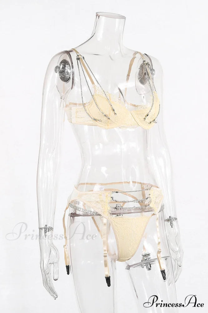 Chain Bra & Charming Underwear Garter Belt Set