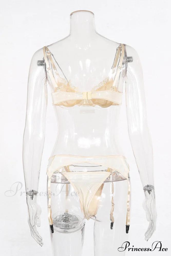 Chain Bra & Charming Underwear Garter Belt Set