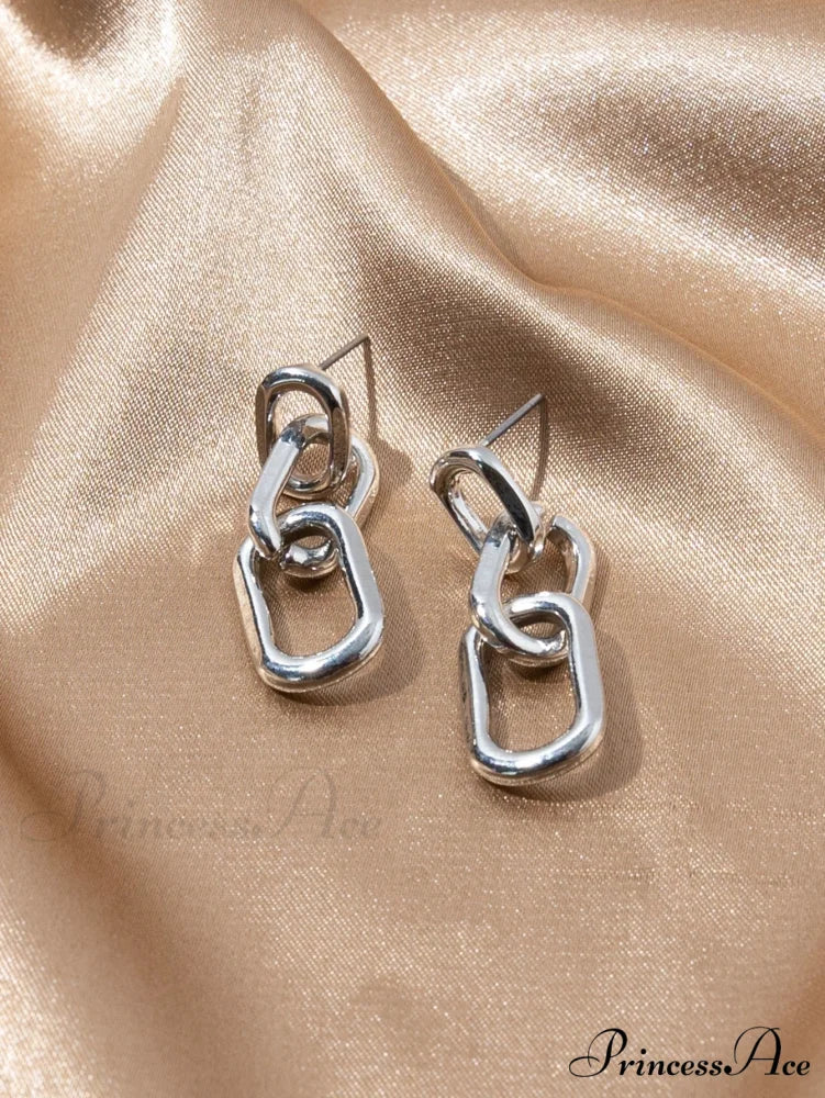 Chain Design Drop Earrings Silver / one-size