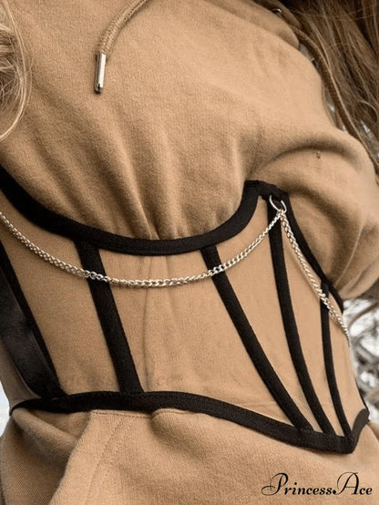 Chain Embellish Cross Trendy Over Cutout Mini Dress