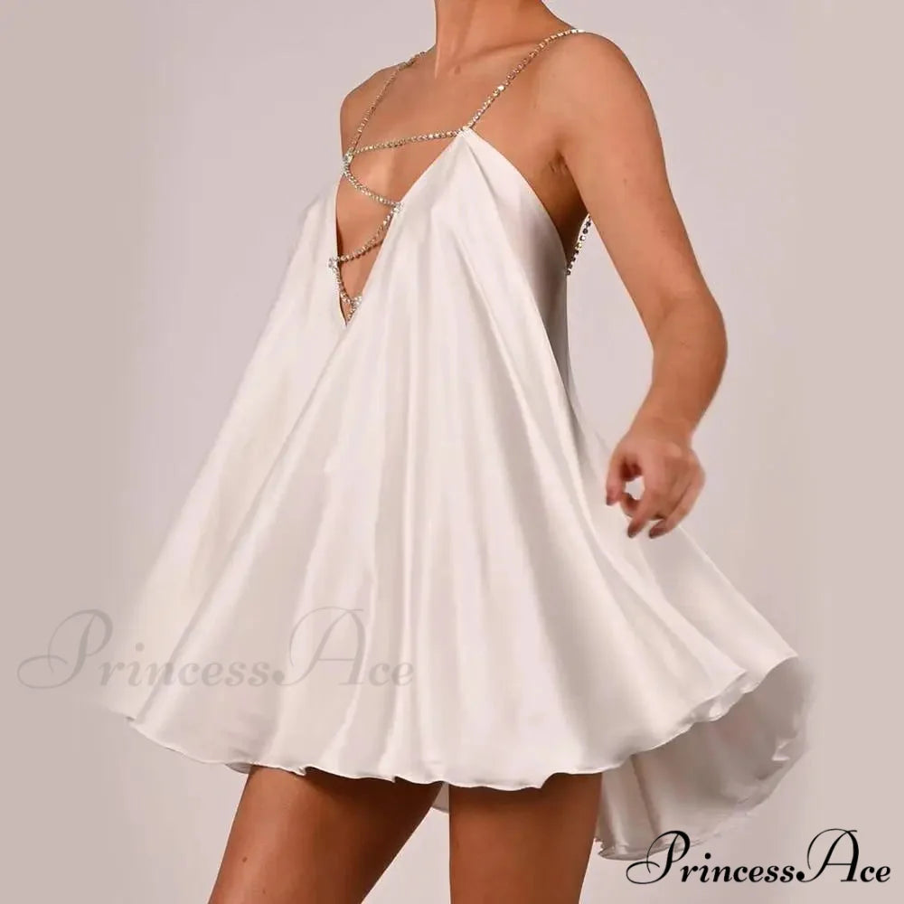 Chain Suspenders Hollow Petite Dress minidress-250223