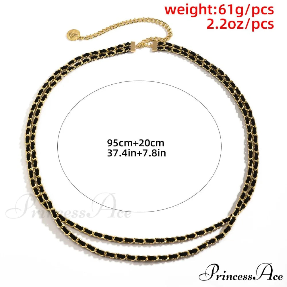 Chain with Stitch Contrast Layered Waist Detail