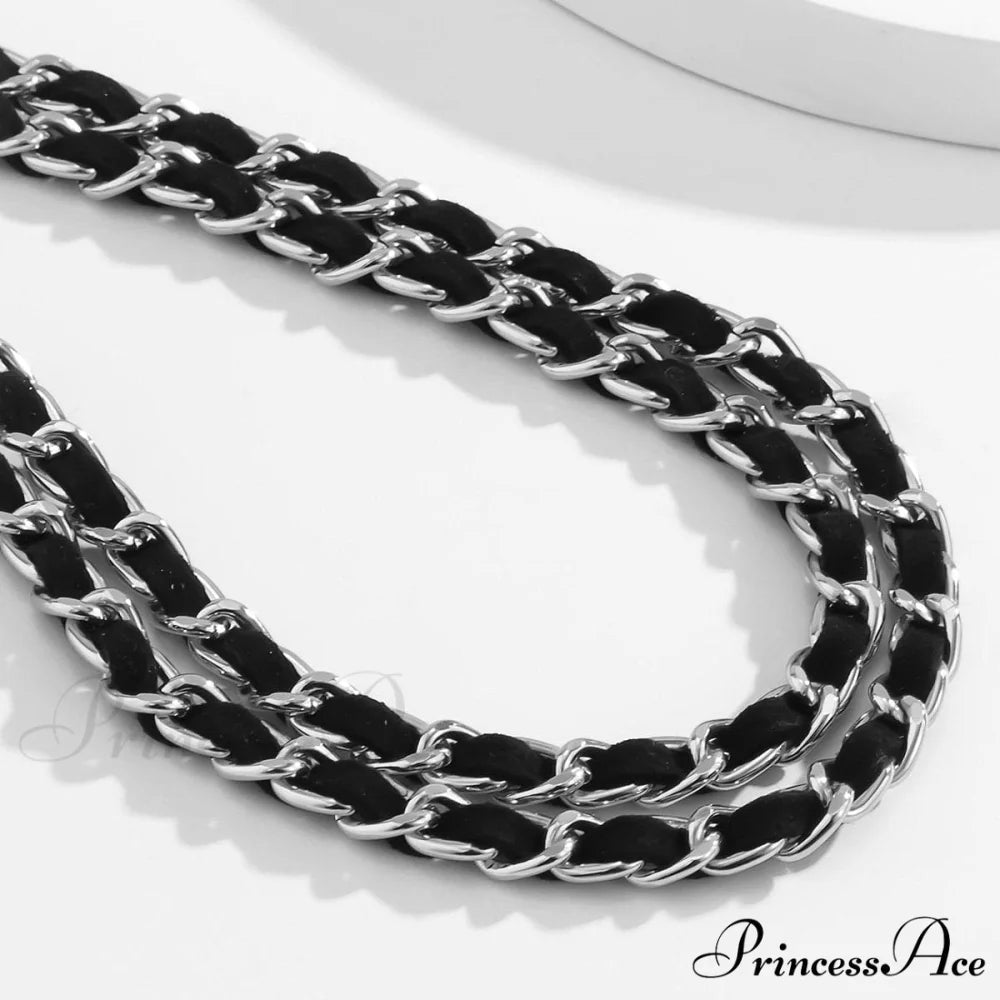Chain with Stitch Contrast Layered Waist Detail