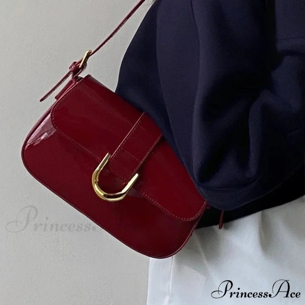 Changeable Band Patent Leather Satchel Bag shoulder-250126