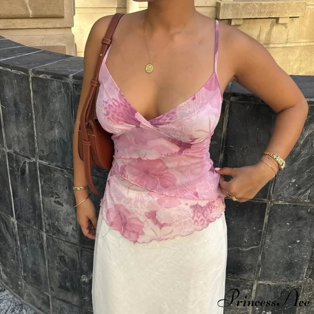 Changeable Frilled Open-Back Crop Top pink / S croptop-250223