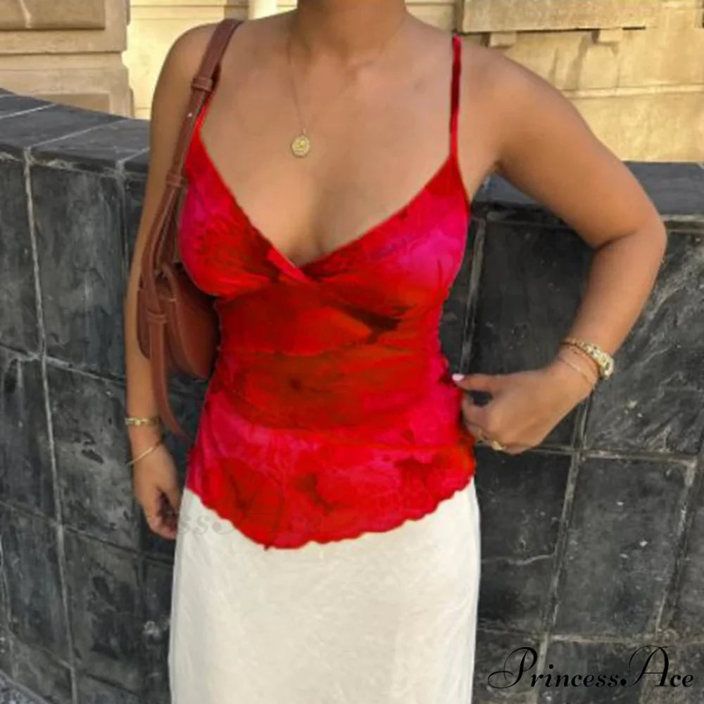 Changeable Frilled Open-Back Crop Top red / S croptop-250223