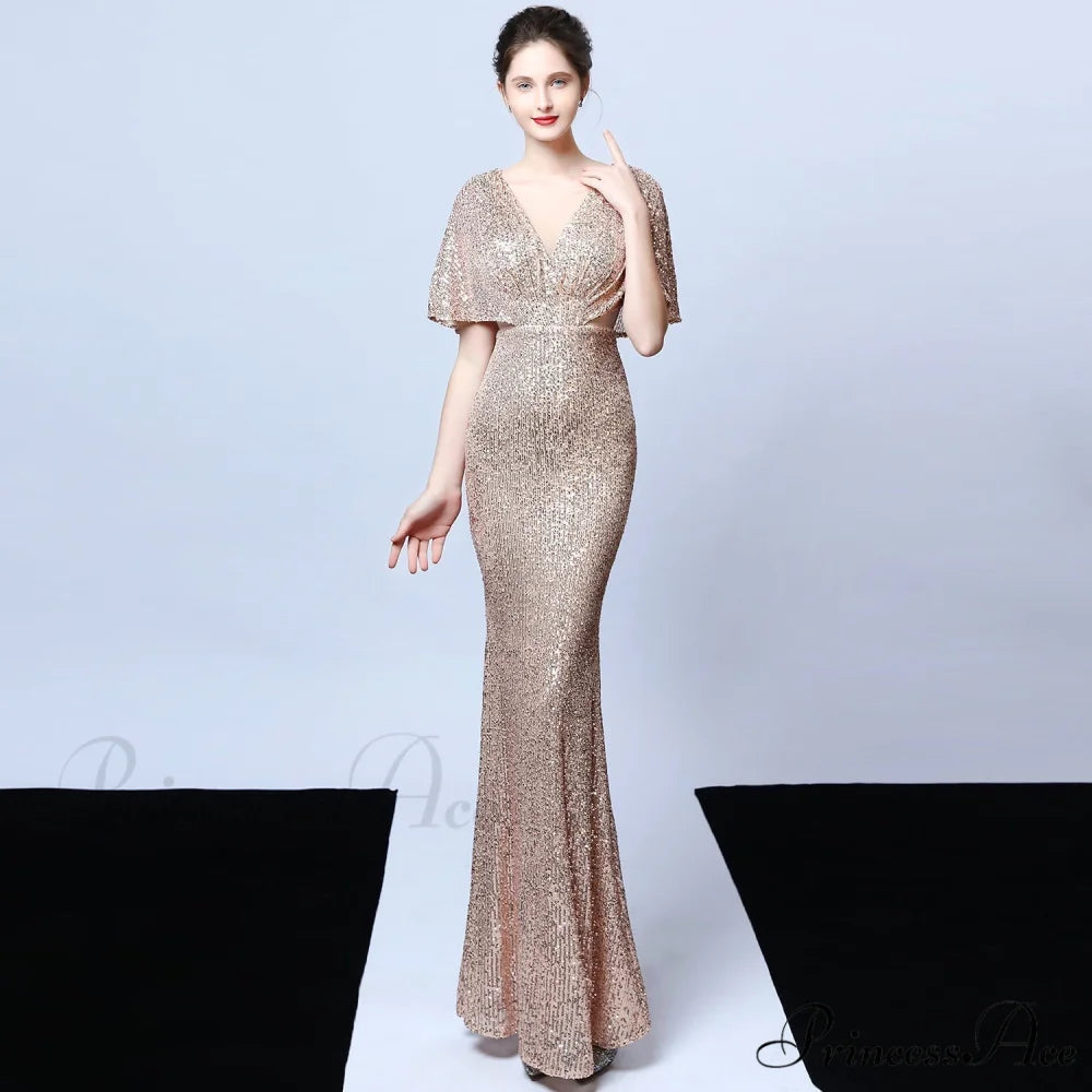 Charlotte Formal Stylish Sequin Mermaid Dress GOLD / XS